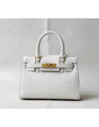 bílá snih kabelka z usně vzor krokodýl