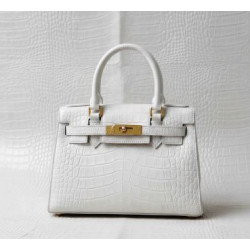 bílá snih kabelka z usně vzor krokodýl