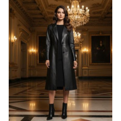 dlouhý kabát z černé jemňoučké jehnětiny