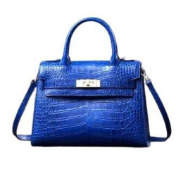 kabelka office vzor modrý krokodýl